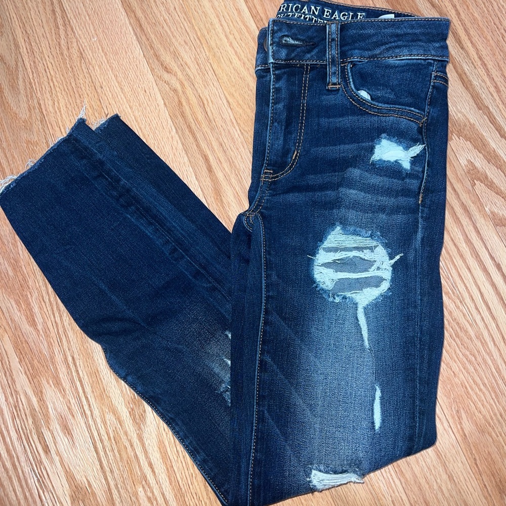 American Eagle Outfitters Indigo Super Stretch Denim crop jegging 00 regular